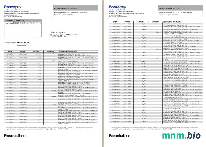 Italy Mediobanca wzór wyciągu bankowego w formacie Word i PDF